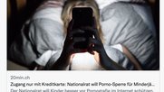 «20 Minuten»-Titel: «Christlicher Nationalrat will Porno-Sperre für Teenager»...