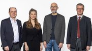 Das Team des «Liechtensteiner Vaterland»: Ivo Klein, Verwaltungsratspräsident, die neue stv. CR Alexandra Fitz, der neue Chefredaktor Reto Furter und Daniel Bargetze, Geschäftsführer der Vaduzer Medienhaus AG… (v.l., Bild zVg)