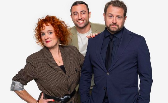 «Die Sendung des Monats»: Fabienne Hadorn, Sven Ivanić und Gabriel Vetter (v.l.) (Bild © SRF/Valeriano di Domenico)