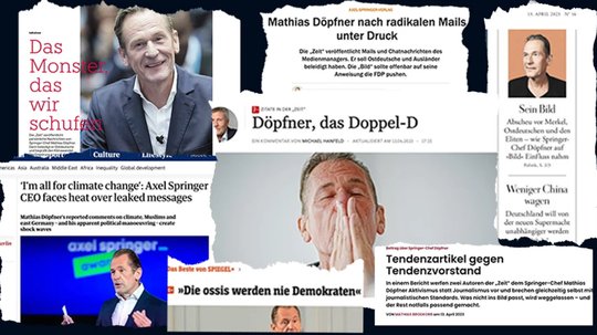 So berichteten die «taz», das «Handelsblatt», die «Zeit», der «Guardian», die FAZ, der «Spiegel» und «Cicero»…          (Bild: Screenshot Bild online) 