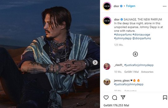 Johnny Depp in damals noch besseren Zeiten auf Instgram in Sachen Dior...