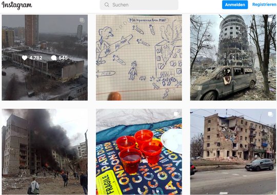 TikTok-Filme aus dem Bunker oder Deep-Fake-Videos des ukrainischen Präsidenten: Jugendliche werden derzeit auf den sozialen Medien mit einer Flut von Kriegsbildern konfrontiert. (Bild Screenshot Instagram)