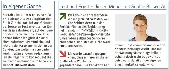 ALPolitikerinSophieBlaserkampftimTagblattderStadtZurichumverlorenenSternKleinReportberichtet