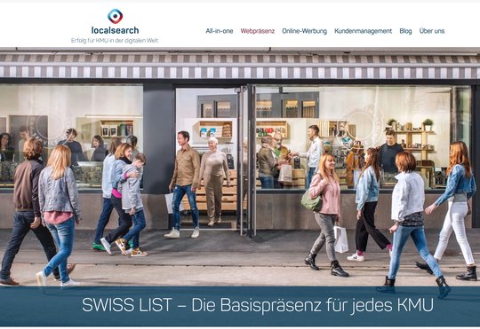 Teaser von localsearch: «SWISS LIST ist das kostengünstige Einstiegsprodukt für alle KMU, die den Anschluss nicht verpassen wollen - eine Basispräsenz für jedes KMU, das online mithalten will.»