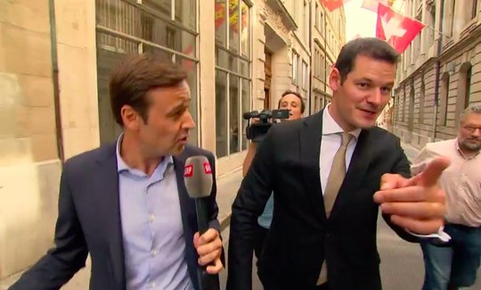 SRF-Journalist Marc Meschenmoser mit Pierre Maudet: «Die Sichtweise des Politikers kam insgesamt unzureichend zum Ausdruck.»