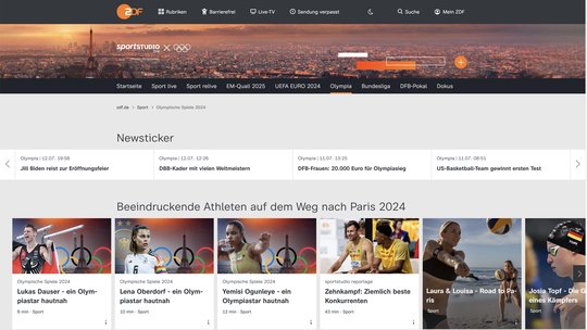 Erstmals bei Olympia treten genauso viele Athletinnen wie Athleten an… (Screenshot zdf.de/sport/olympia)