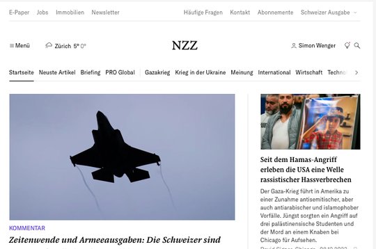 Das System zur Aufbereitung und Ausgabe der NZZ-Website hatte in der Nacht auf Donnerstag Probleme... (Bild Screenshot nzz.ch)