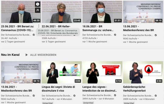 Erklärvideos, Ansprachen, Informationen zu Volksabstimmungen: Was der Bund heute schon auf Youtube bietet, soll neu auch auf Instagram laufen...     (© Bild screenshot Youtube)