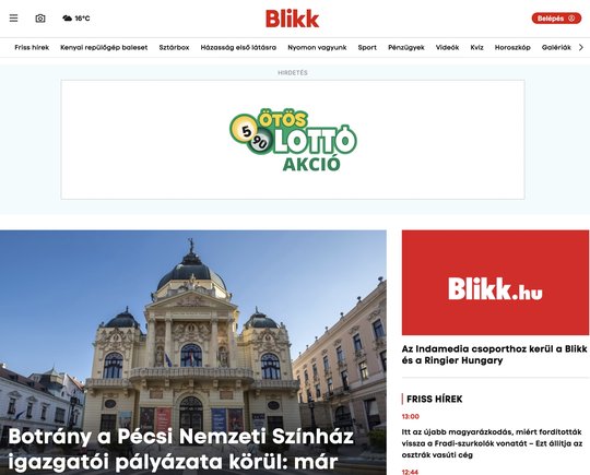 Unter anderem verkauft Ringier das ungarische Boulevardblatt «Blikk», im Portfeuille verbleiben das Stellenportal Profession und das Sportmedienportal Sportal.hu...  (Bild: Screenshot/Blikk)