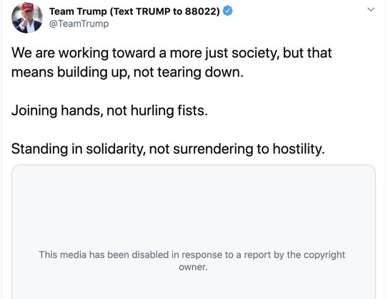 Das von Trumps Wahlkampfteam angehängte Video gibt es nicht mehr auf Twitter (Bild: Screenshot Twitter).