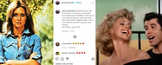 John Travolta trauert auf Twitter. «You Are the One That I Want» war der Hitsong im Film «Grease» und hat sich damals 28 Millionen Mal verkauft…         (Bild: Twitter + Screenshot) 