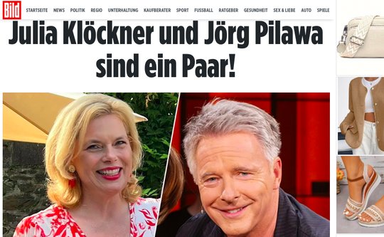 Das frische Liebesglück zwischen der CDU-Politikerin und dem TV-Moderator beflügelt auch die deutschen Medien... (Bild: Screenshot bild.de)