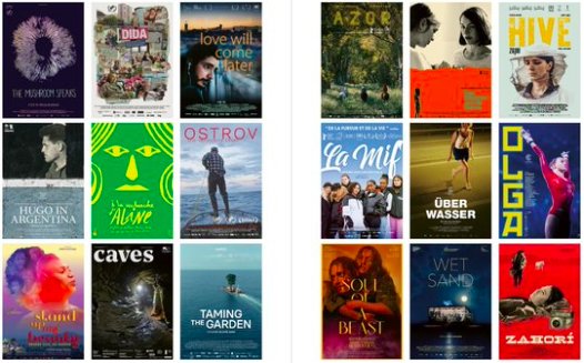 Geldsegen für die Schweizer Filmproduktion: Hier eine Auswahl der Dokumentarfilme (links) und Spielfilme (rechts), die von Swiss Films vertreten werden. (Bild Screenshot KR)