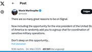 Signal-Gründer Moxie Marlinspike twittert bei Elon Musk: «Es gibt so viele gute Gründe, Signal zu benutzen...» (Bild: Screenshot X)