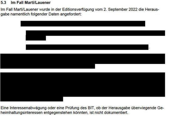 Ein paar Passagen im Untersuchungsbericht sind für die Öffentlichkeit geschwärzt. Der Rest ist juristisch korrekt - und dementsprechend wenig angriffig...       (Screenshot Bericht) 