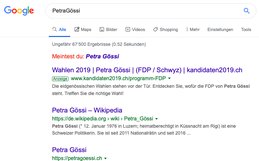 Wer «Petra Gössi» googelt, landet bei CVP