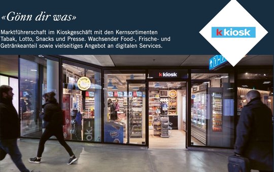 Die Valora betreibt mit ihren Konzernmarken 2'724 Verkaufsstellen, darunter die bekannten «k kiosk»...