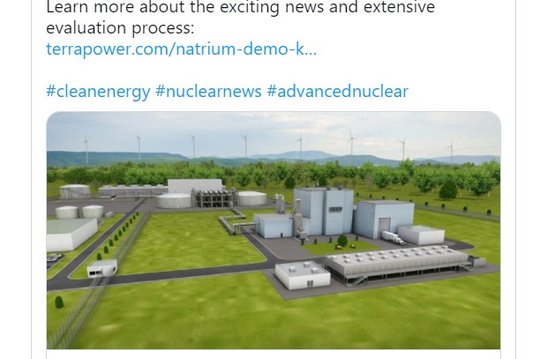 In Wyoming will Bill Gates bis 2028 ein altes Kohlewerk zu einem Atomkraftwerk umrüsten...             (Bild: Twitter Terrapower)