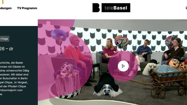 Highlights der Basler Fasnacht können in der Telebasel App und in der Mediathek nachgeschaut werden… (Bild: Screenshot telebasel.ch/fasnacht)