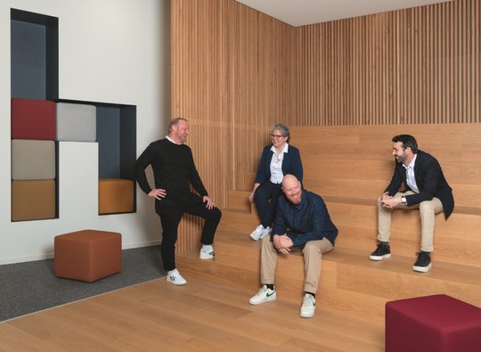 Die neue Geschäftsleitung: (v. l.) CEO Jonas Eliassen, Samia Montaque (MD Havas Media AG), Chief Operating Officer Gabriel Mauron und Camille Delesalle (MD Havas AG)…              (Bild: zVg.)