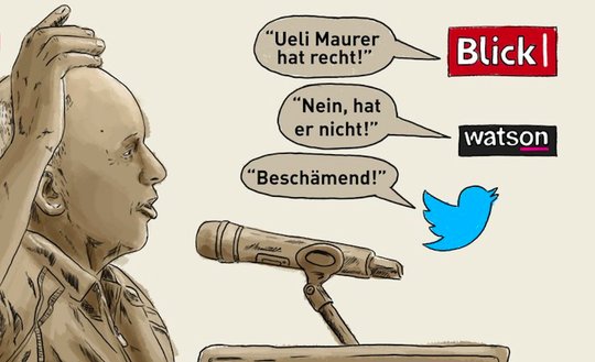 Stein des Anstosses: «Guet wegcho tuet de Ueli Murer bide wenigschte», sagte die SRF-Moderatorin über seine «Stellvertreterkrieg»-These.  (Bild Screenshot SRF)