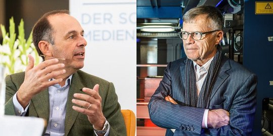 Für Pietro Supino (l.) von der TX Group und Peter Wanner mit CH-Media (AZ-Medien und Regionalmedien) wurde der 13. Februar nicht zum Glückstag...
