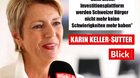 In einem gefakten «Blick»-Artikel lädt Finanzministerin Karin Keller-Sutter die User ein, auf einer staatlichen Investitionsplattform zu investieren... (Bild: Screenshot)