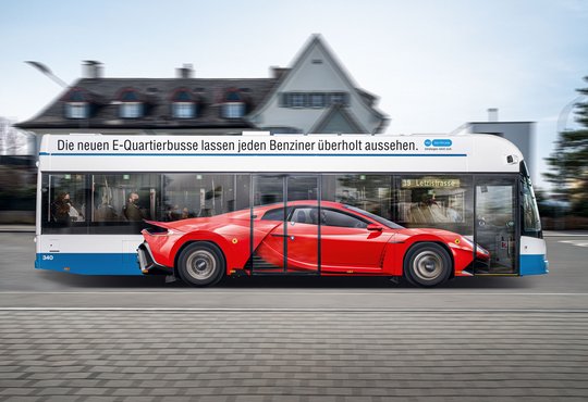 Ruf Lanz machte die Elektrobusse zum Werbeträger in eigener Sache...            (Sujet: Ruf Lanz)