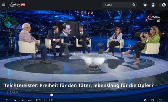 Hier spricht die Kinderschutzaktivistin und Autorin Josefine Barbaric zum Fall Teichtmeister im Privatsener Servus TV... (Bild: Screenshot Servus TV)