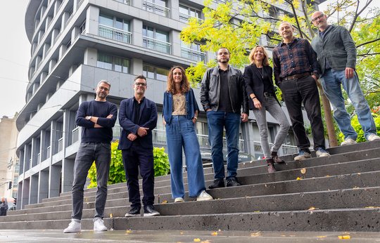 Co-owner Matthieu Robert, Head of Transformation Christian-Kumar Meier, Co-owner Julie Rossi, Financial Officer Joey Allegro, Co-owner Claudia Schroeter, Co-owner Marco Rose und CEO Chris Fluckiger... (v.l.; Bild zVg)