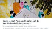 Qualitätsjournalismus Adieu: Die NZZ publiziert einen PR-Artikel für die Volksrepublik China ohne Kontexte und eins zu eins. (Screenshot KR)