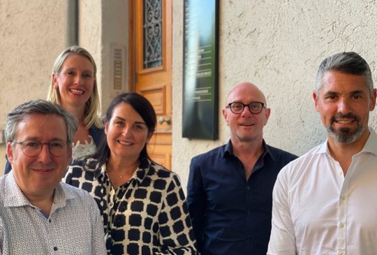 Der neue Vorstand (v.l.n.r.): Präsident Dominik Allemann, Katharina Krämer, Vizepräsidentin Marie-Françoise Ruesch, Roland Baumann und Raphael Bühler. (Bild zVg)