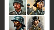Deutsche Nazis 1943 waren laut Bildgenerator zwei gutaussehende Frauen, ein Schwarzer und ein eher klassischer US-amerikanischer Soldat...