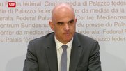 Fragen nicht willkommen: «Alles soll und muss im Rahmen der Institutionen geklärt werden», blockte der Bundesrat die Fragen von Medienschaffenden ab. (Bild Screenshot SRF) 