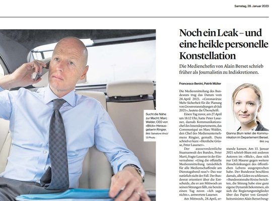 Die «Schweiz am Wochenende» zieht ihre Enthüllungen zum Hause Ringier weiter…         (Screenshot Zeitungsbericht SaW)