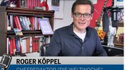 Roger Köppel im Studio von «Weltwoche Daily». Der digitale Auftritt wurde anfangs Mai rundum erneuert…    (Screenshot)  