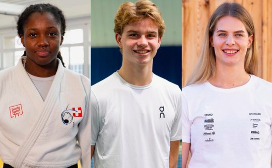 Die drei Nominierten: Die Judoka April Fohouo, der Tennisspieler Henry Bernet und die Monobob-Fahrerin Deborah Annen... (Bild: zVg / © SRF Milena Burch)