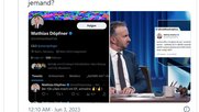 Jan Böhmermann liest vor, wie im Fake-Account Mathias Döpfner mit Elon Musk über die politische Ausrichtung von Twitter chattet...         (Screenshot Account Anton Rainer)