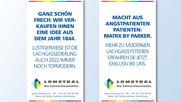 Zwei von über 40 humorvoll getexteten Anzeigen von theAgency für Lometral...