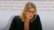 Bilingue: Carine Bachmann an der Medienkonferenz am Mittwochnachmittag in Bern (Screenshot Youtube)