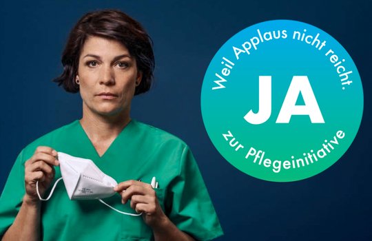 Vorlagen mit Unterstützung von Mitte-links, wie die «Pflegeinitiative», finden mehr Zuspruch in den Medienberichten als Vorlagen von Mitte-rechts. (Bild © syna.ch)