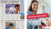 Nicht nur der Tag des Erscheinens sorgte für eine Pointe. Auch die Textseite gegenüber dem Inserat ist wie gemacht, um den Slogan der Bank zu untermauern...