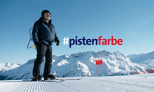 Ein Segen für die Swisscom, dass die blaue und rote Pistenfarbe eingeführt wurde....        (Bild zVg.)