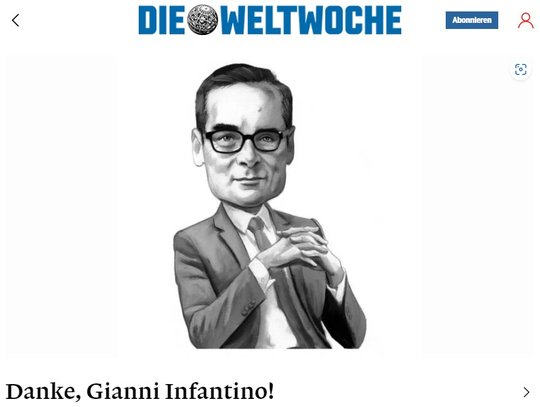 Im Editorial zitiert Roger Köppel Infantino: «Diese Fussball-WM ist ein Lichtblick der Lebensfreude, der Hoffnung und der Verständigung in einer kriegerischen Welt.»...         (Screenshot «Weltwoche»)