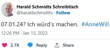 Harald Schmidt könnte ab Januar 2024 übernehmen...           (Bild: Twitter)