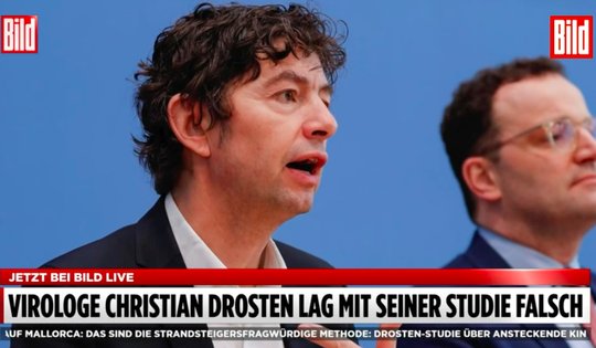Saftige Rüge: Die «Bild»-Zeitung unterstellte dem Starvirologen Christian Drosten, er habe womöglich Tatsachen unterdrückt.