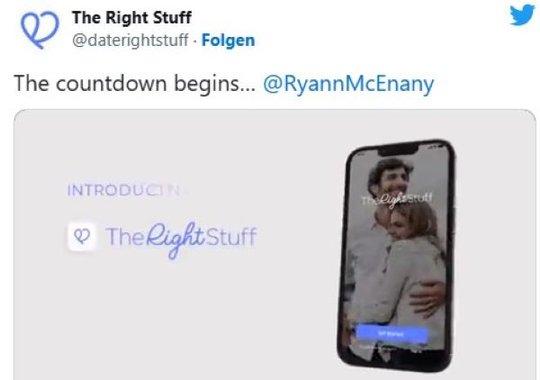 Ansprechen wollte «The Right Stuff» heterosexuelle Männer und Frauen, «die wissen, dass traditionell attraktiv ist», wie es in der Eigenwerbung heisst...     (Bild: Twitter)