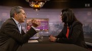 Verhärtete Fronten: Roger Schawinski in seinem drittletzten Talk «Schawinski» mit seiner damaligen Chefin Nathalie Wappler, die seinen Talk auf SRF kalt abservierte…  (Screenshot «Schawinski» 9.3.2020  © SRF)