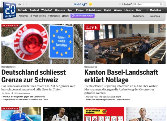 Das grösste Medium der Schweiz: Täglich lesen 1,2 Millionen Menschen die deutschsprachige Printausgabe von «20 Minuten», 1,7 Millionen klicken auf die Webseite...