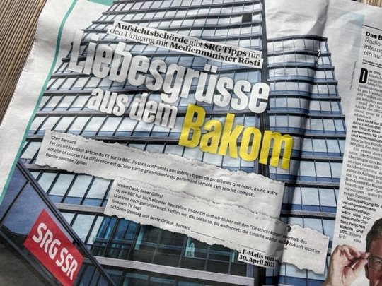 Was hat diese «Gesamtschau» zu bedeuten, will Gilles Marchand vom Bakom-Chef («Cher Bernard») wissen. «Lieber Gilles. Das hat nur mit dem indirekten Gegenvorschlag zu tun. 2024 wird höchstwahrscheinlich gar nichts passieren», meint Bernard Maissen...